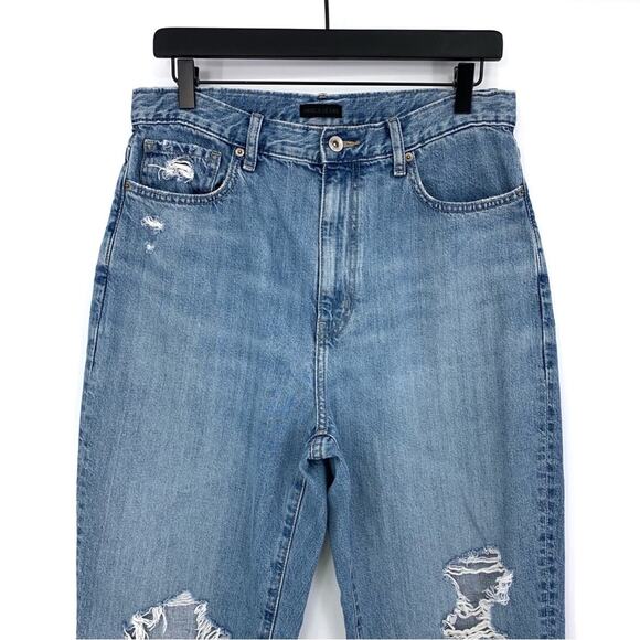 UNIQLO Peg Top High Rise Damaged Jeans Blue Denim 29 - Picture 2 of 11